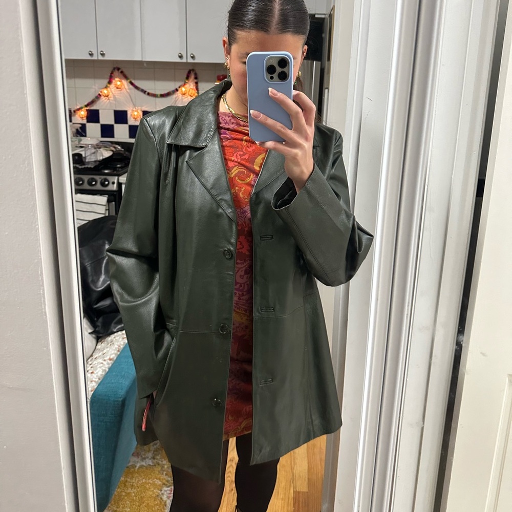 Vintage Green Leather Jacket